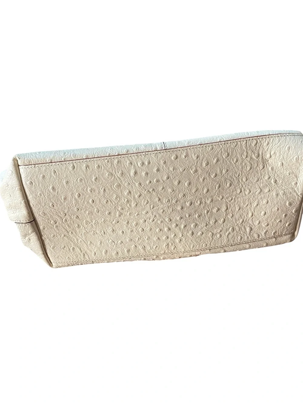 Cream Kate Spade Textured Leather Tote Handbag with Turn-Lock Detail